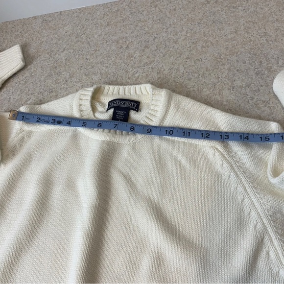 Lands’ End Petite Cream Cotton Sweater - Picture 6 of 10